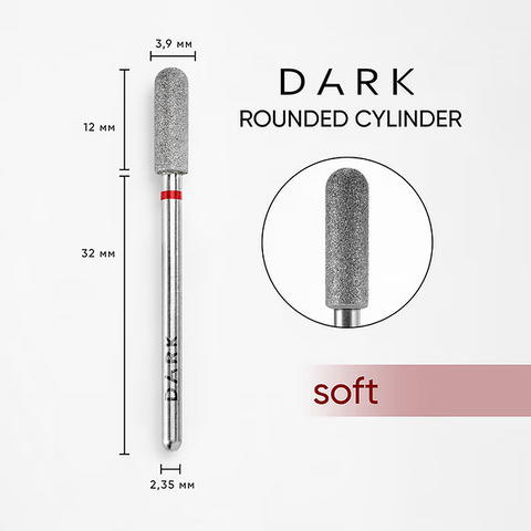 DARK Diamond Rounded Cylinder Nail Drill Bit 3.9 × 12 mm